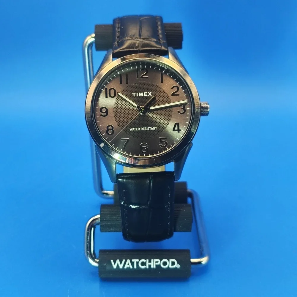 2018 Timex T46000‎ 40mm Mens Quartz Dress Watch Gun Metal New Strap Full Restore
